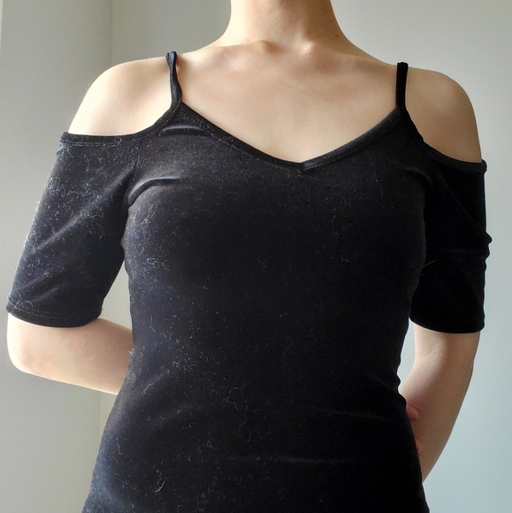 Design Lab Lord+Taylor Velour Bodycon Black XS - Picture 1 of 8
